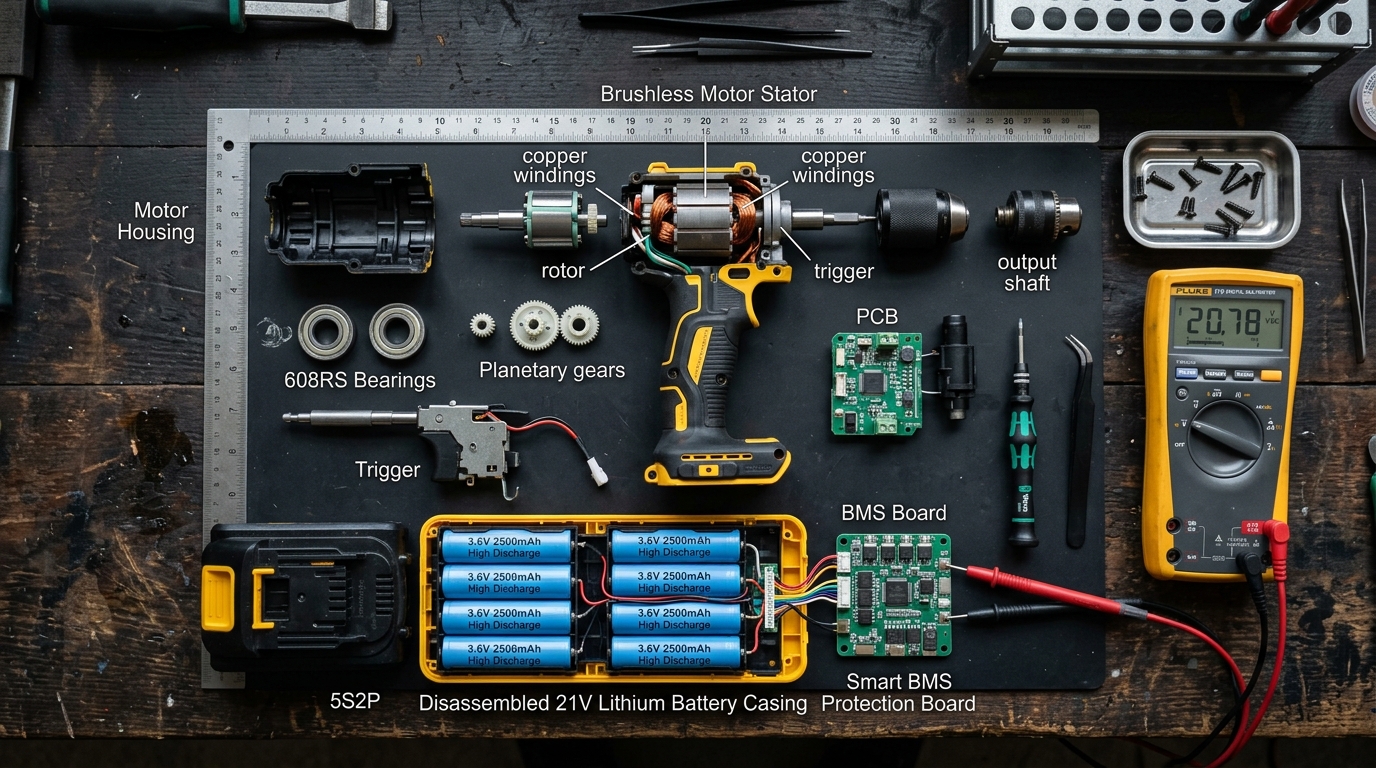 Mổ xẻ khối pin 10 cell 18650 và mạch bảo vệ BMS chuẩn chân M21 Hukan